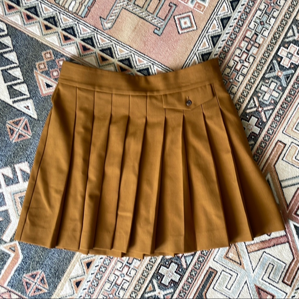 Arket Dark Yellow Pleated Mini Skirt